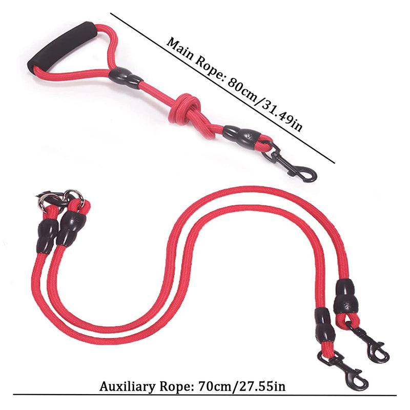 Dog training leash, dog training leash, adjustable, double dog leash, polyester, double leash, adjustable for small, medium-sized, walking, training and large dogs (red) - PawsPlanet Australia