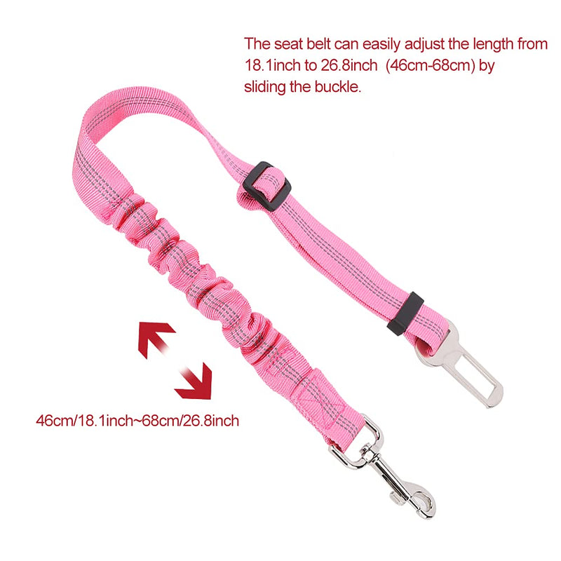 Dog SeatBelt Adjustable Dog Car Seatbelts Reflective Elastic Pet SeatBelt Harness Lead Leash Rope for Dogs Cats and Pets(Pink) Pink - PawsPlanet Australia