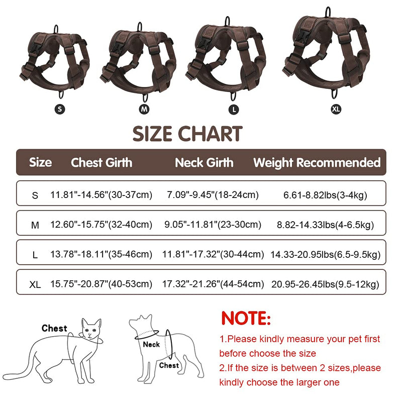 Sheripet Dog Cat Harness,Ajustable No Pull Dog Harness for Small Medium Dogs,Reflective Dog Vest Harness with Leash- No Pull Training, Size Adjustable and Non Choke S Coffee - PawsPlanet Australia