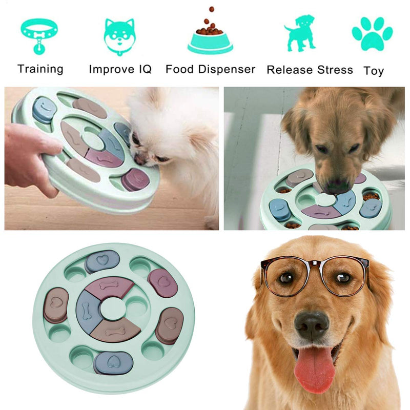 Ledeak Round Dog Puzzle Feeder Toy, Durable Pet Smart Puzzle Interactive Toys Dog Cat Puppy Brain Training Games Slow Feeder Improve IQ Puzzle Non-Slip Bowl (Blue) - PawsPlanet Australia