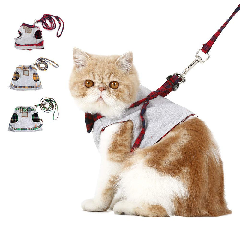 Cat Harnesses Adjustable Outdoor Cat Vest Harness Elastic Breathable Material, Anti-escape Cat Harness and Belt Set for Walking, Light Waistcoat Harness for Cat Puppies (Red, S) - PawsPlanet Australia