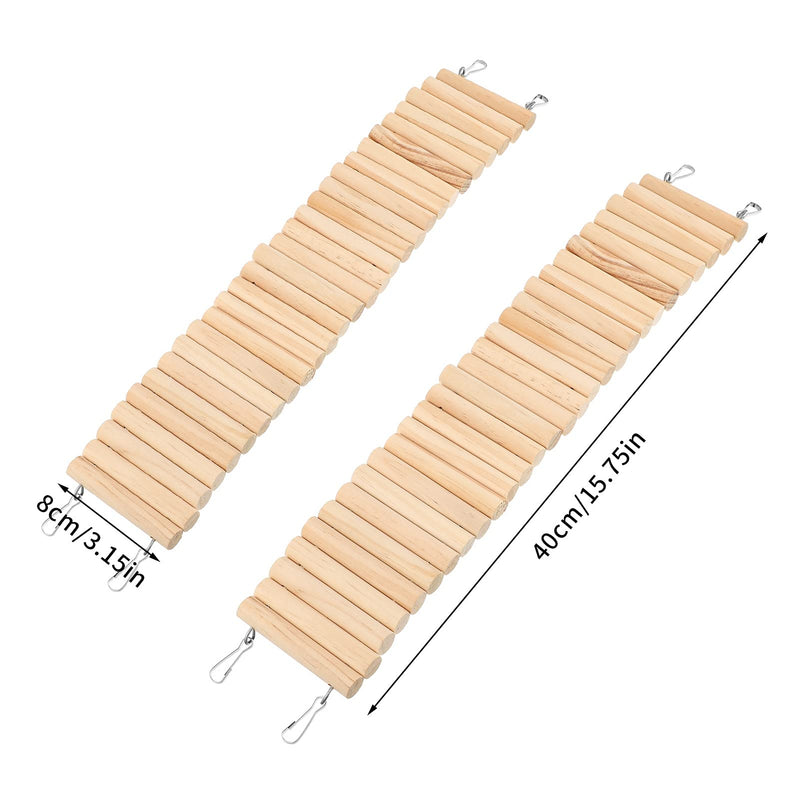 BOWINR 2 Pack Wooden Hamster Ladder Rat Toys Hamster Suspension Bridge Toy Pet Hamster Accessories Climbing Ladder for Hamster Mice Mouse Gerbils Small Animals - PawsPlanet Australia
