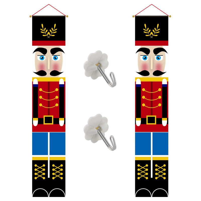 LUTER 2pcs Nutcracker Christmas Banners Outdoor Knight Banner Sentry Soldier Model Banner for Christmas Decorations, Indoor&Outdoor Decor Supplies(30×180cm/ 12×71 inch) - PawsPlanet Australia
