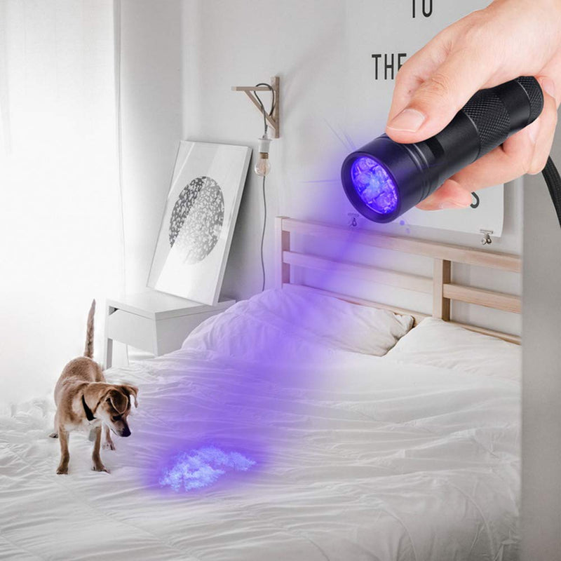 [Australia] - 4Pcs UV Flashlight, LED Blacklight Portable Flashlights 395nm, Ultraviolet Light Detector for Invisible Ink Pens, Dog Cat Pet Urine Stain(2Black+2Silver) 