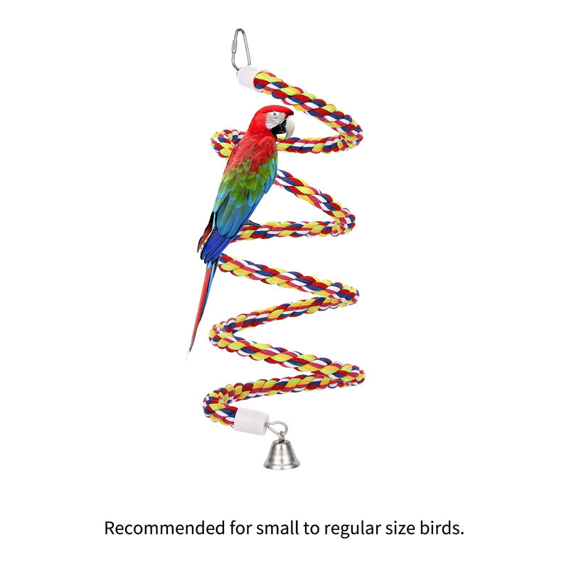 OSWINMART 2Pcs 63'Bird Rope Perches Birdcage Swing Toys 100% Cotton No Smell Peck/Chewing with Bell Climbing Standing Bungee Bird Toys for Small to Regular Size Parrot Cockatiel Birds 43'x2pcs - PawsPlanet Australia
