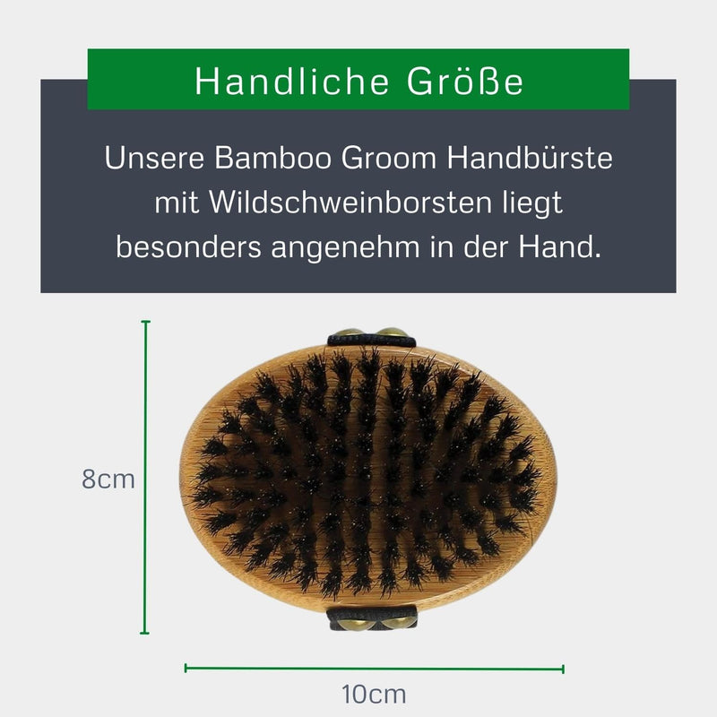 BAMBOO GROOM Palm Brush Fur brush I Brushes for short & long hair I Dog brush made of boar bristles I Cleaning dog brushes I Cat brush for grooming I Brush for cats & dogs Palm brush with boar bristles - PawsPlanet Australia