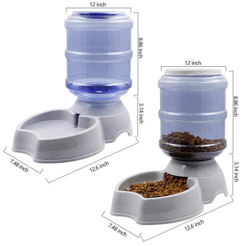 [Australia] - Zcaukya Automatic Cat Feeder and Water Dispenser Set, 1 Gal x 2 Gravity Dog Water Fountain Pet Food Feeder grey 