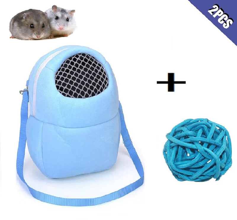 ximimark Pet Carrier Bag Soft-Sided Carriers Hamster Portable Breathable Outgoing Bag with 1 Pieces Sepak Takraw for Small Pets,Medium-Blue - PawsPlanet Australia