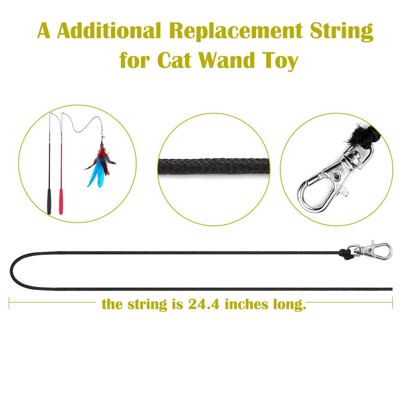 Cat Feather Toys Attachment Replacements, 10PCS Squiggly Worm Toy Refills and 1PC Replacement Black String for Cat Wand Toy and Cat Chaser Toy, Assorted Teaser Refills with Bell for Indoor Cats Kitten - PawsPlanet Australia