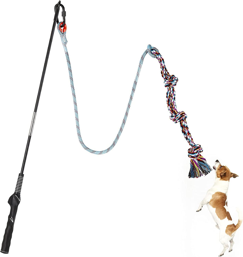 Flirt Pole for Dogs, Dog Flirt Pole for Dogs Chase and Tug of War, Interactive Teaser Wand for Dogs, Dog Tug Toy with Rope Toys to Outdoor Exercise & Training, Dog Rope Toy for Small Medium Large Dogs - PawsPlanet Australia