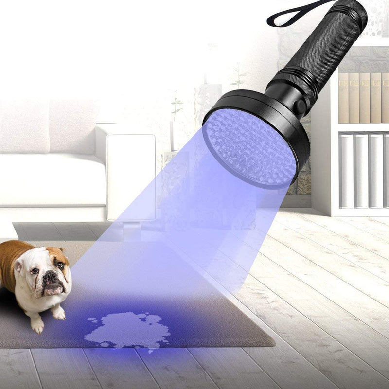 [Australia] - Black Light UV Flashlights with UV Protective Glasses, 100 LED 395 NM Ultraviolet Blacklight Detector for Home Hotel Dogs Cat Pet Urine Dry Stains Bed bug Mold Counterfeit Money Leak Passport Cosmetic Black light 100Leds 