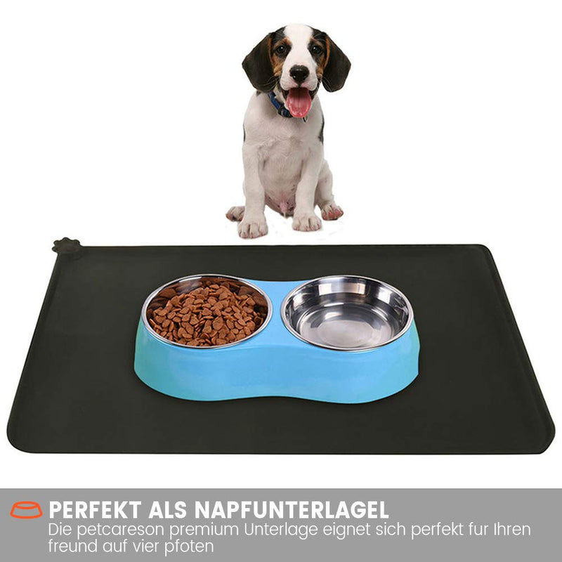 bennyuesdfd Feeding Mats Silicone Water Resistant Feeding Bowl Mat with Paw Design for Dog Cat 48 x 30 cm (Black) black - PawsPlanet Australia