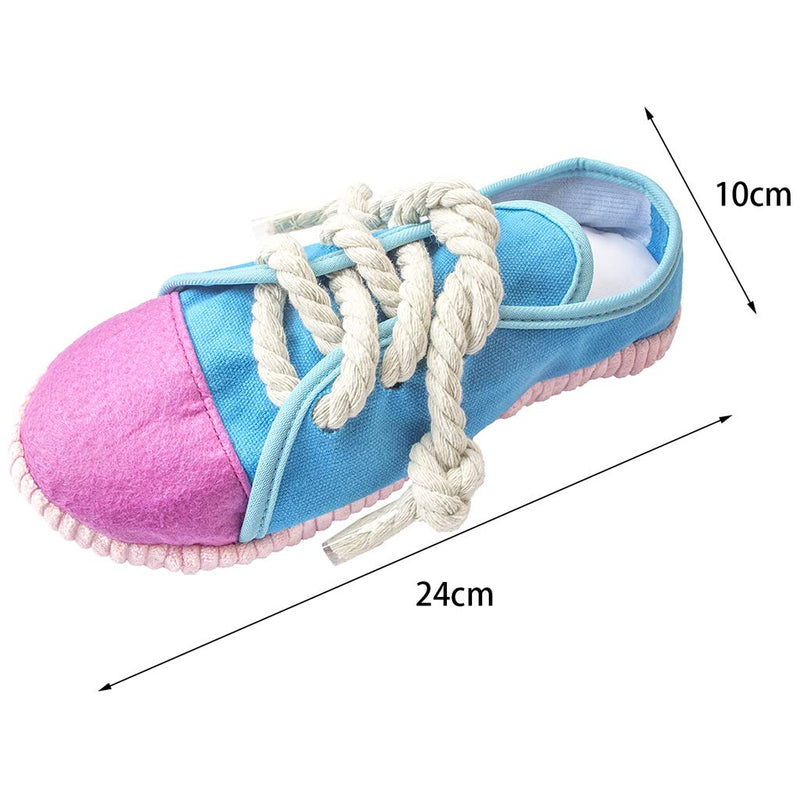 AIPINQI Dog Toy Shoe, Durable Dog Chew Toy Safe Squeaky Dog Playing Toy Funny Shoe Toy Interactive Dog Shoe Toy Washable Small Puppy Toys Bite Resiatant Toy for Small and Medium Dogs (Blue) Blue - PawsPlanet Australia