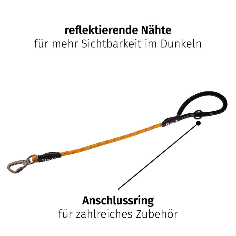 Floxik short lead orange for dogs ⌀ 8mm | reflective short leash made of climbing rope material | ideal for leash training and free running training - PawsPlanet Australia