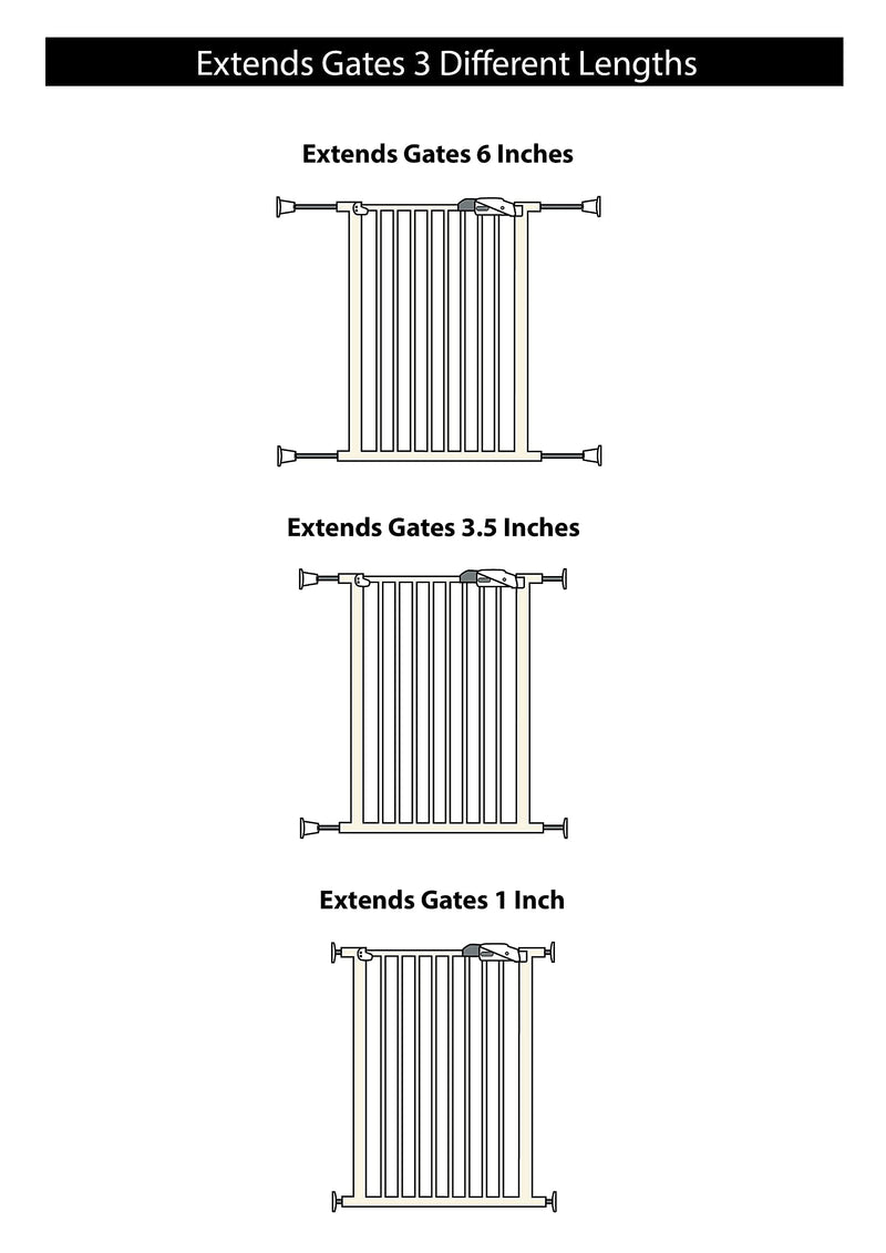 Wall Nanny Extender - 6 Inch Baby Gate Extension Kit (Made in USA) Extends Pressure Gates + Protects Walls + Stabilizes Gate - for Child, Pet & Dog Gates - Works on Stairs - Protector (4 Pack) Black - PawsPlanet Australia