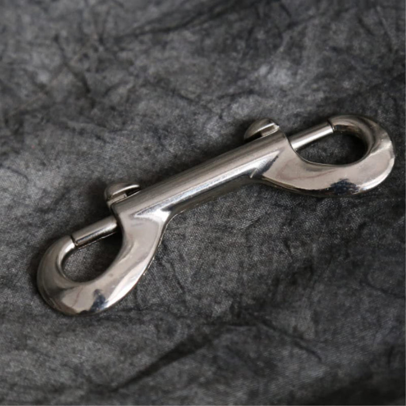2 Pcs Double Ended Lead for Dogs, Bolt Snap Hooks Zinc Alloy Double End Clip Silver Diving Clip Durable Trigger Snaps for Diving Dog Leash Key Chain Horse Tack Pet Feed Buckets - PawsPlanet Australia