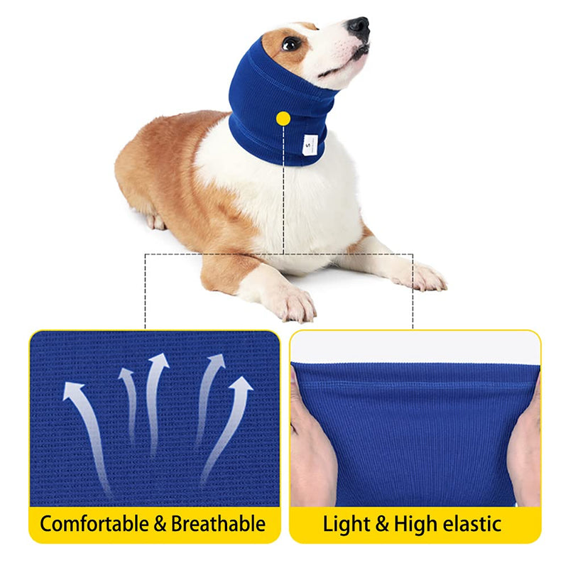 Vokiuler Quiet Ears for Dogs, Cat Dog Hoodies for Noise Block Ear Protection and Recovery, Dogs No Flap Ear Wraps for Anxiety Relief, Calming, Grooming, Neck Ear Warmer… Medium Blue - PawsPlanet Australia