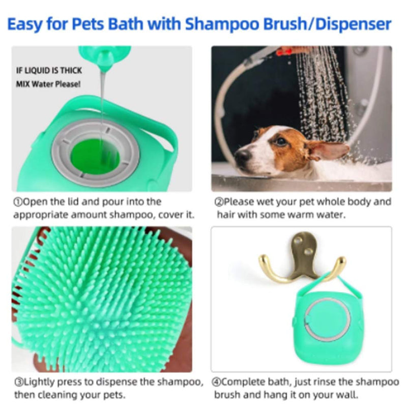 NganSuRong Pet Dog Bath Brush Pet SPA Massage Rubber Comb Soft Silicone Puppy Cats Shower Hair Fur Grooming Cleaning Scrubber With Shampoo Soap Storage (Blue) - PawsPlanet Australia