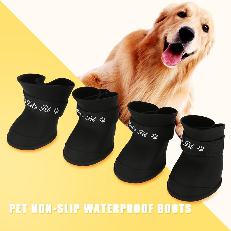 Fdit 4Pcs Pet Dog Rain Shoes Silicone Waterproof Anti-slip Protective Rain Shoes for Dog Small Animal (L/Black) - PawsPlanet Australia