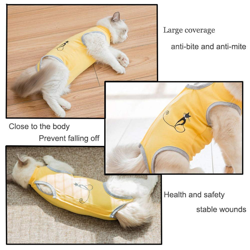 Coppthinktu Cat Recovery Suit for Abdominal Wounds or Skin Diseases Breathable Cat Surgical Recovery Suit for Cats E-Collar Alternative After Surgery Wear Anti Licking Wounds Small A-Yellow - PawsPlanet Australia