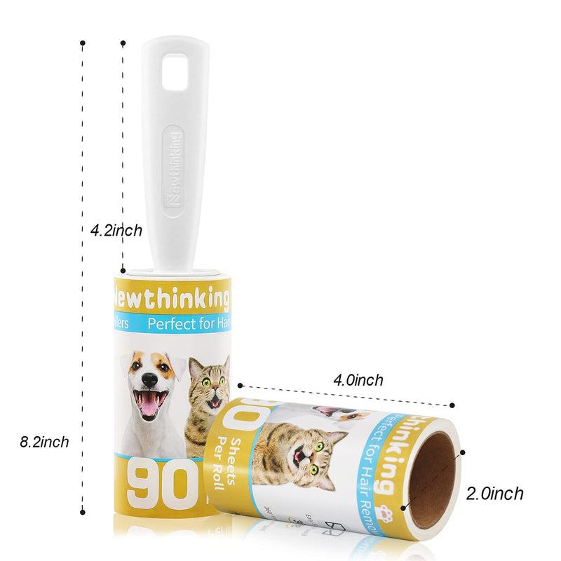 Newthinking Lint Rollers, Lint Roller Pet Hair Remover with 2 Handles, 720 Sheets Extra Sticky Lint Roller Refills for Clothes, Pet Hair and Furniture, 8 Refills(90 Sheets Per) 720 Sheets&2 Handles - PawsPlanet Australia