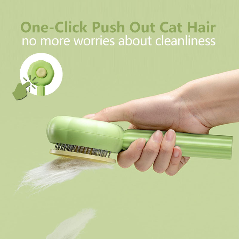 absob pet brushes, self-cleaning cat brush, dog brush for removing loose hair, for cats and dogs with short, medium and long hair (orange) Orange comb + red hair removal brush - PawsPlanet Australia