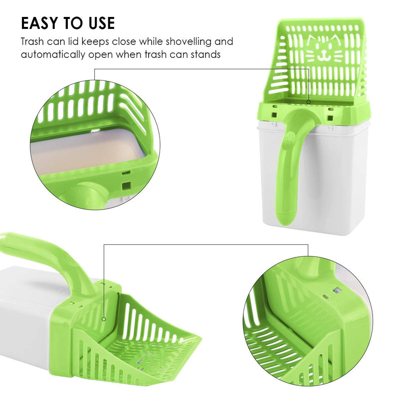 Eurobuy Cat Litter Scoop, Cat Litter Shovel & Litter Trash Can 2-In-1, Non-Stick Cat Litter Sifter, Useful Pet Cleaning Tool with Extra Waste Bags, Sand Cleaning For Cat Litter Green - PawsPlanet Australia