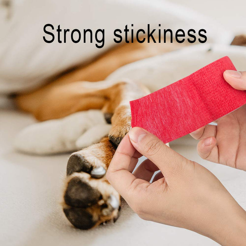 SourceTon 10 Pieces Self Adhering Bandage, Injury Wrap Tape for Dogs Cats, Supports Muscles and Joints, Does Not Stick to Hair, Elastic, Breathable, Relieves Stress - PawsPlanet Australia