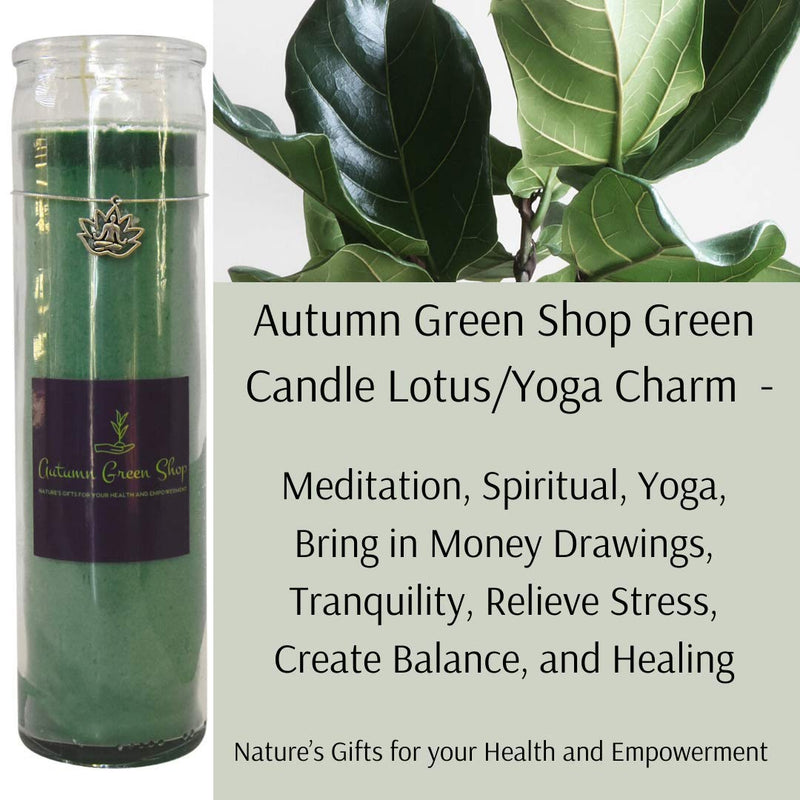 Green Candle - Lotus/Charm - Meditation, Spiritual, Yoga to Bring in Tranquility, Relieve Stress, Create Balance, Healing and Money Drawings - PawsPlanet Australia