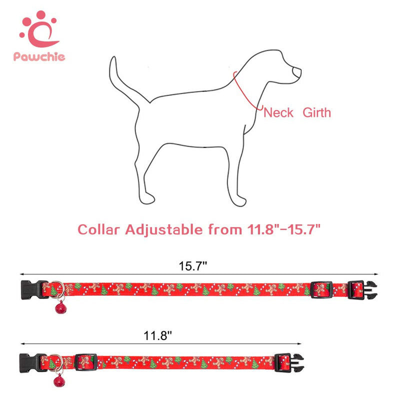 [Australia] - PAWCHIE Christmas Dog Collar with Bowtie and Bell, Comfortable Adjustable Collars Set for Small Medium Dogs, 2 Pack 