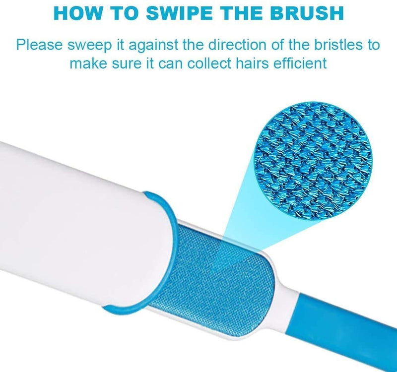 Alliebe Pet Dog Cat Hair Remover, No Leads and No Waste, Improved Reusable Pet Hair Remover Brush Home Care Helper Double-Sided(Blue) Blue - PawsPlanet Australia