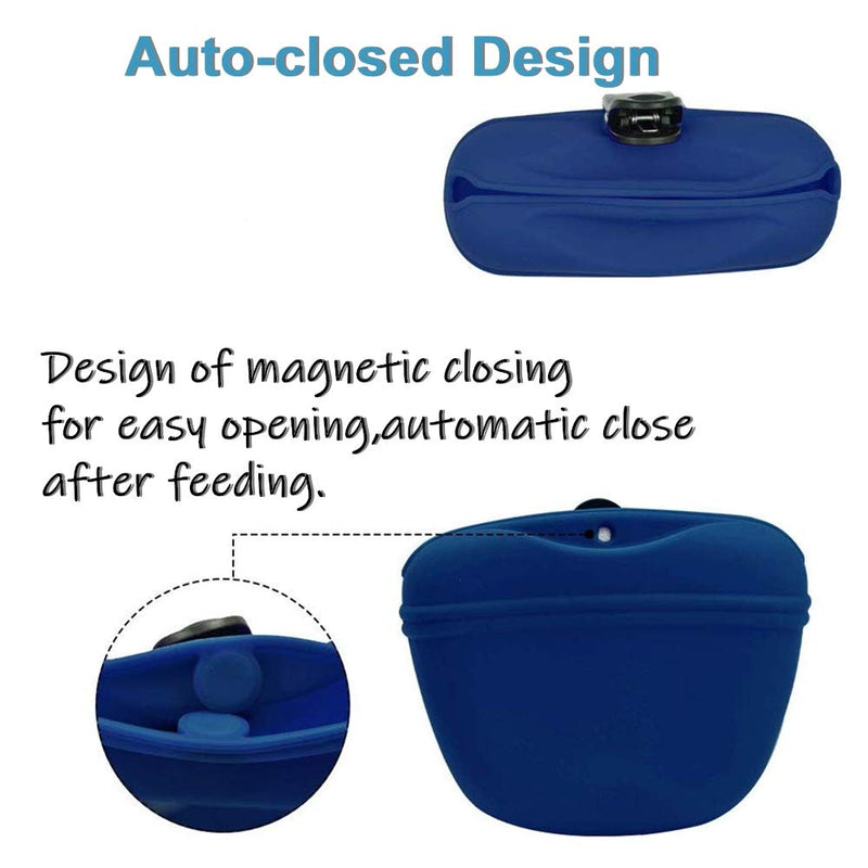 RoyalCare Silicone Dog Treat Pouch-Small Training Bag-Portable Dog Treat Bag for Leash with Magnetic Closure and Waist Clip[US Design Patent] dark blue - PawsPlanet Australia