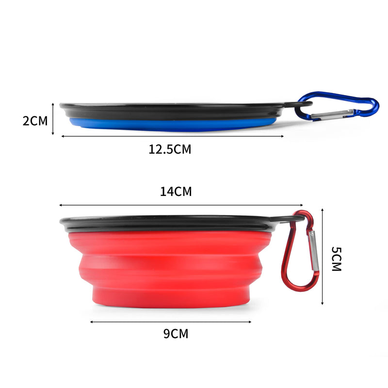 Collapsible Travel Silicone Dog Cat Bowl Portable Pet Food Water Bowl, Feeding trough Portable Drinking Water Drinker with Water Hook, Easy to Carry, Save Space.?2 pcs? (Blue, Red) Blue, Red - PawsPlanet Australia