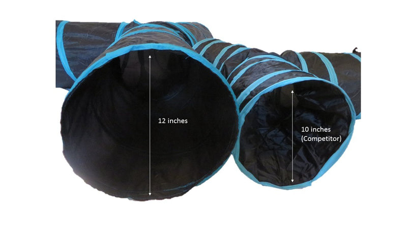 [Australia] - Feline Ruff Premium 3 Way Cat Tunnel. Extra Large 12 Inch Diameter and Extra Long. A Big Collapsible Play Toy. Wide Pet Tunnel Tube for Other Pets Too! Black/Blue 