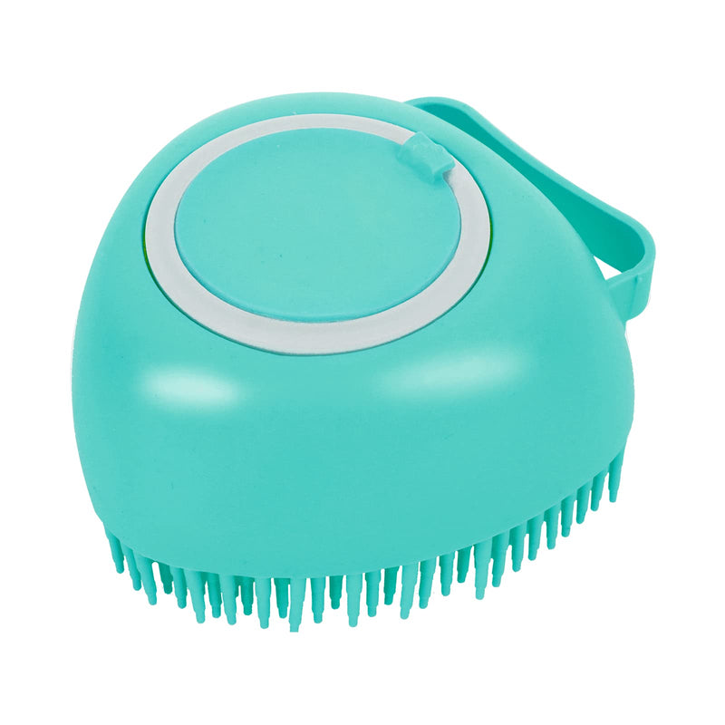 Molain Dog Cat Bath Brush Comb Silicone Rubber Dog Grooming Brush Silicone Puppy Massage Brush Hair Grooming Cleaning Brush Soft Shampoo Dispenser (Heart Blue) 1 - PawsPlanet Australia