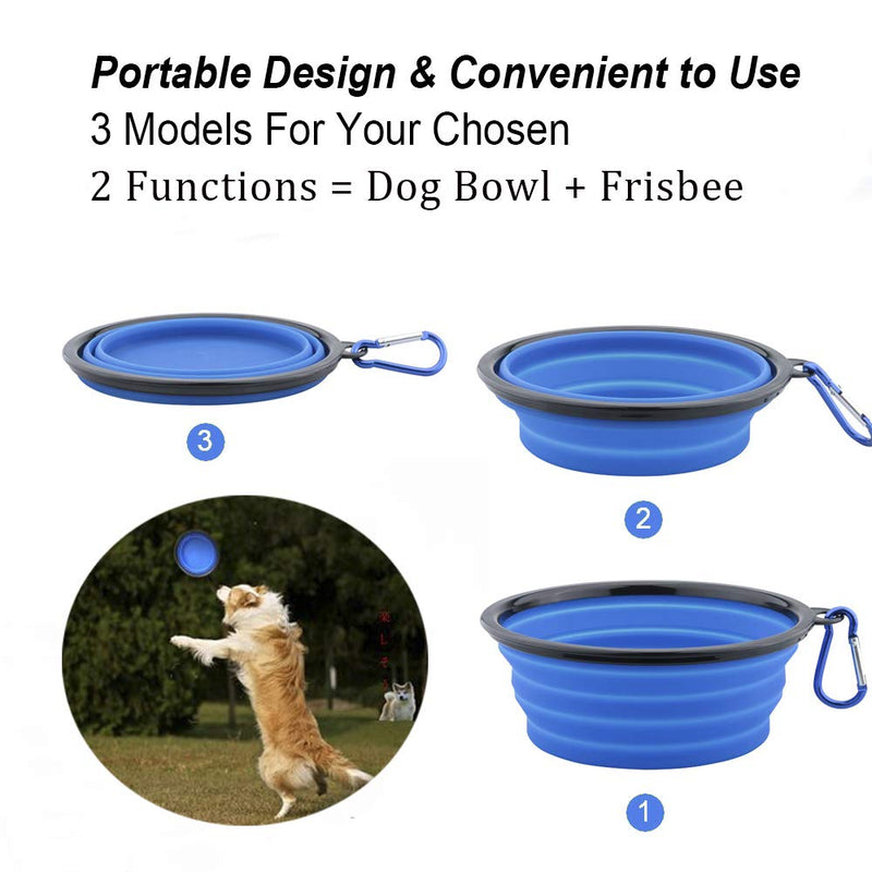 Ewolee Collapsible Dog Bowl, 2 Pcs Extra Large Dog Bowl 7" Diameter Portable Expandable Silicone Pet Food and Water Travel Bowl Carabiners Included - PawsPlanet Australia