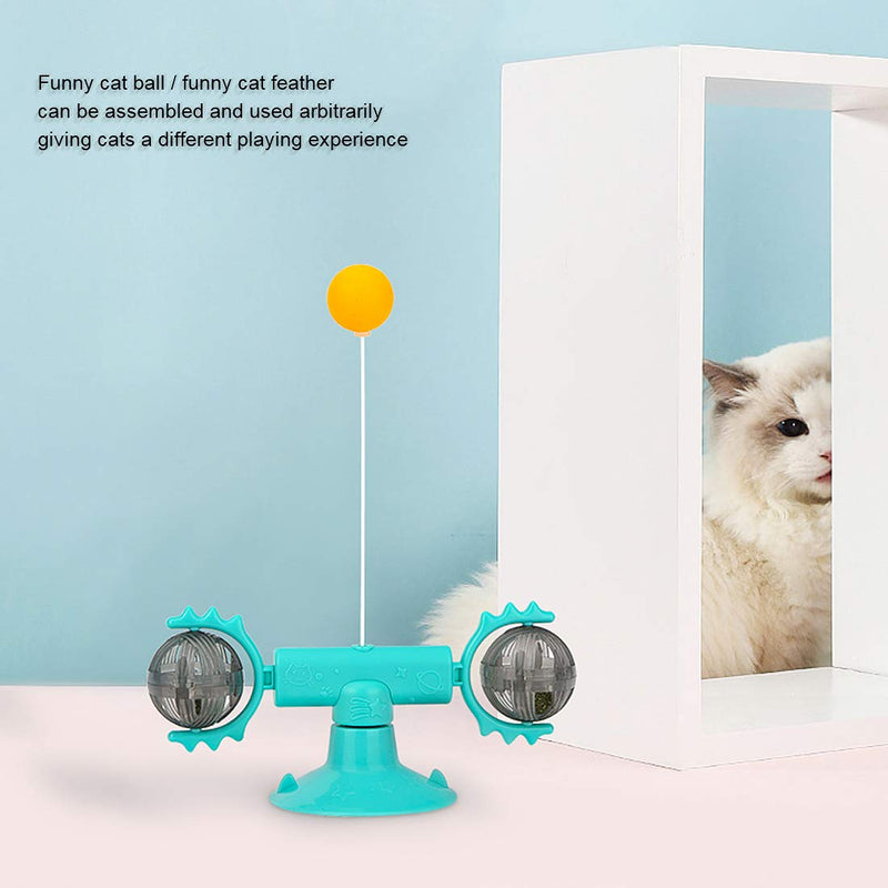 peinat 360° Rotating Windmill Cat Toys, Cat Toys for Indoor Cats with Suction Cup, Catnip Toys for Cats with Interactive Feather and Ball, Turntable Teasing Interactive Toy, Scratching IQ Improvement - PawsPlanet Australia