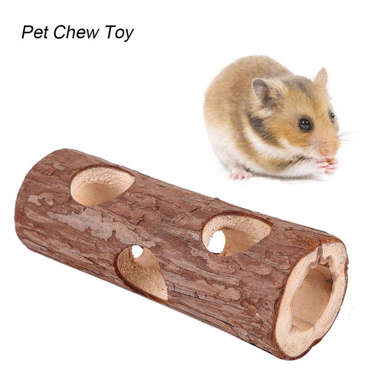 Natural Wooden Animal Tunnel Exercise Tube Chew Toy for Rabbit Ferret Hamster Guinea Pig(L) - PawsPlanet Australia
