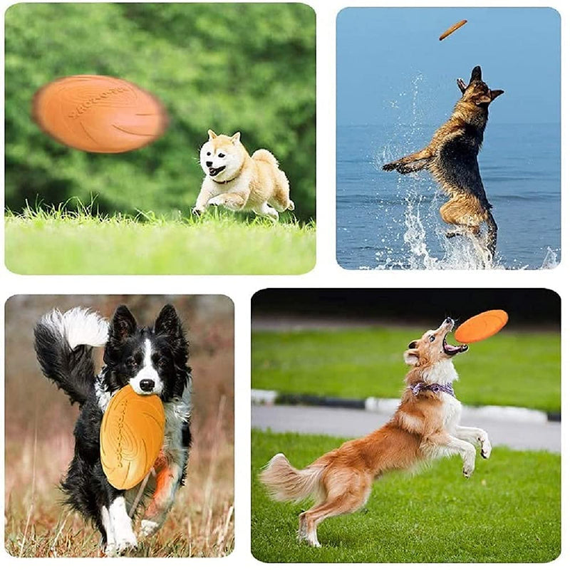 2 Pack Dog Flying Discs 7.1 Inch - Interactive Toy Durable Natural Rubber Puppy Flyer Dog Toy - Water Floating-Fetch and Chase Toys for Outdoor, Training - Small Dogs (Orange+Yellow, M, 7.1-Inch) A-Orange+Yellow - PawsPlanet Australia