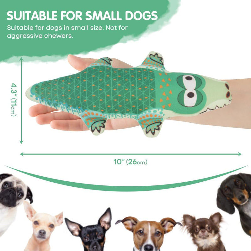 COMFPET Squeaky Dog Plush Toy, Interactive Dog Toy Clean Teeth Puppy Chew Toy, for Small Breed Puppies (Green Crocodile) Green - PawsPlanet Australia
