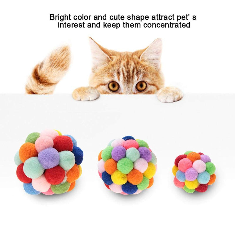 Pssopp Colorful Pet Plush Ball Toy Soft Dog Puppy Cat Toy Ball Playing Ball Exercise Interactive Toy with Bell for Training Playing Chewing(M) M - PawsPlanet Australia