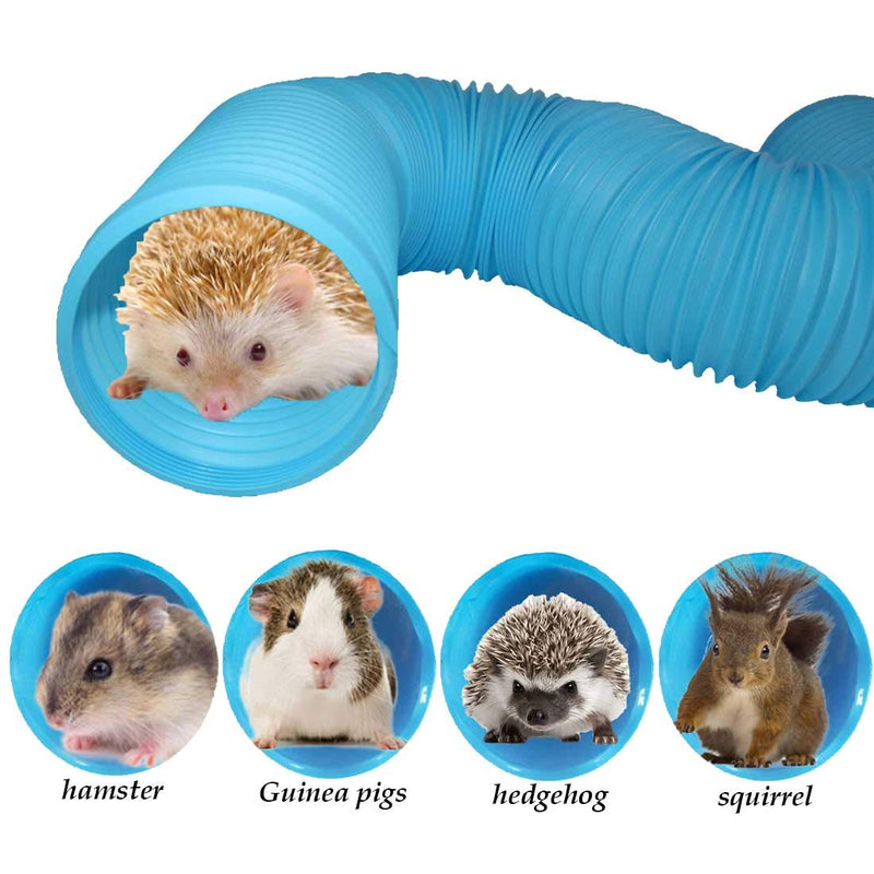 PINVNBY Hamster Fun Tunnels Pet Mouse Plastic Tube Toys Small Animal Foldable Exercising Training Hideout Tunnels for Guinea Pigs,Gerbils,Rats,Mice,Ferrets and Other Small Animals(2 PCS Blue) - PawsPlanet Australia