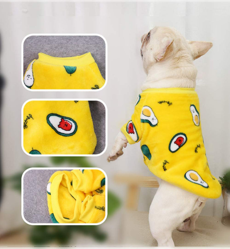 Pet Clothes, Dog Winter Pajamas Lovely Dog Coats Warm Cold Weather French Bulldog Sweater for Cats Puppy Small Medium Dogs (S-Yellow) S---Back Lenght 20cm Yellow - PawsPlanet Australia