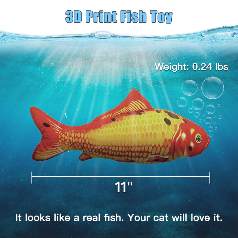 TOOGE 2 Pack 11" Electric Moving Fish Cat Toy Realistic Interactive Flopping Fish Cat Kicker Catnip Toys for Indoor Cats Pets Kitten Koi - PawsPlanet Australia