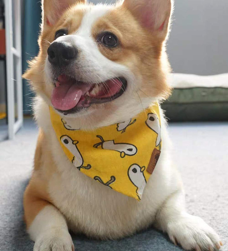 [Australia] - Mycicy Dog Bandana Christmas Classic Plaid Cute Printing Bibs Adjustable Triangle Scarf Kerchief Accessories Puppy for Small to Medium Large Dogs Pet Bandanas Large (neck up to 20 ") Yellow 