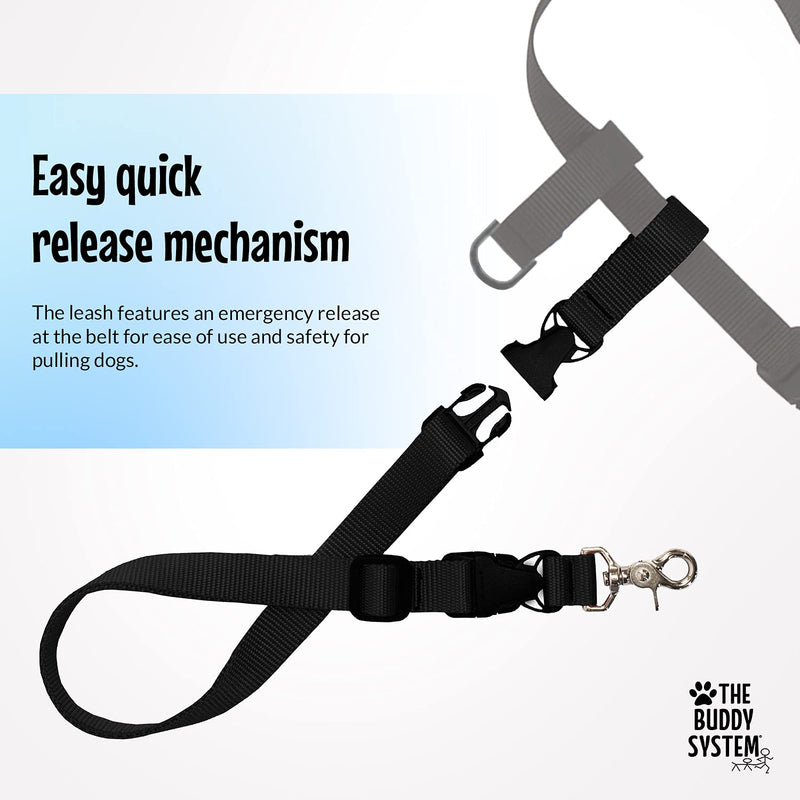 The Buddy System Hands Free Dog Leash, Adjustable Leash for Running, Jogging, Training and Service Dogs, Great for Small, Medium and Large Dogs, Made in USA Regular Belt (22"- 40" Waist) Black - PawsPlanet Australia