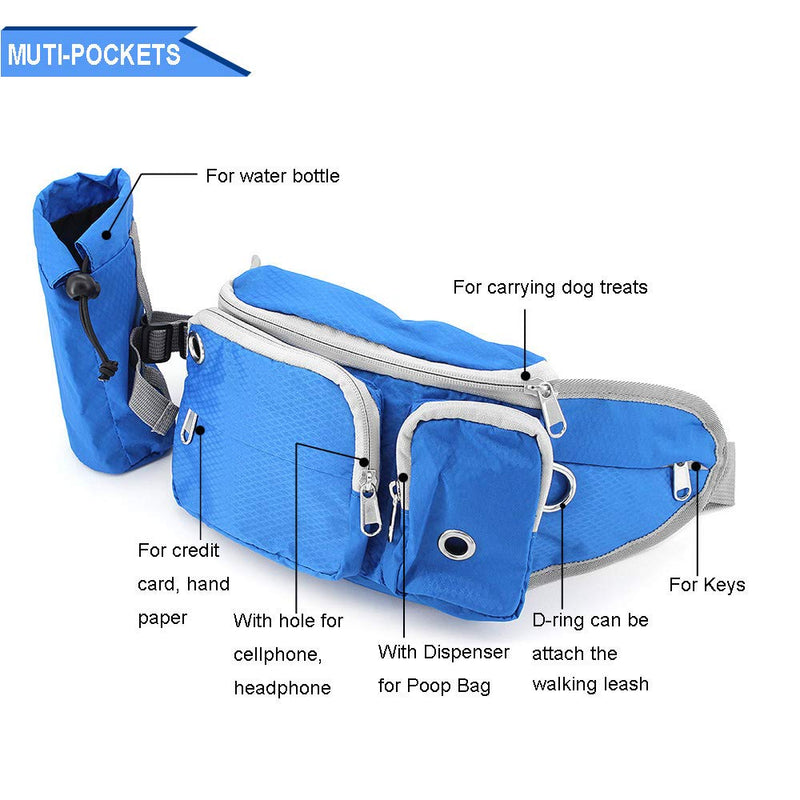 Bemodst Dog Treat Bag Pouch, Puppy Training Snack Pouch Running Bumbag Waist Bag Fanny Pack - with Built-in Poop Bag Dispenser, Adjustable Waistband, Bottle Holder for walking Running Training - PawsPlanet Australia