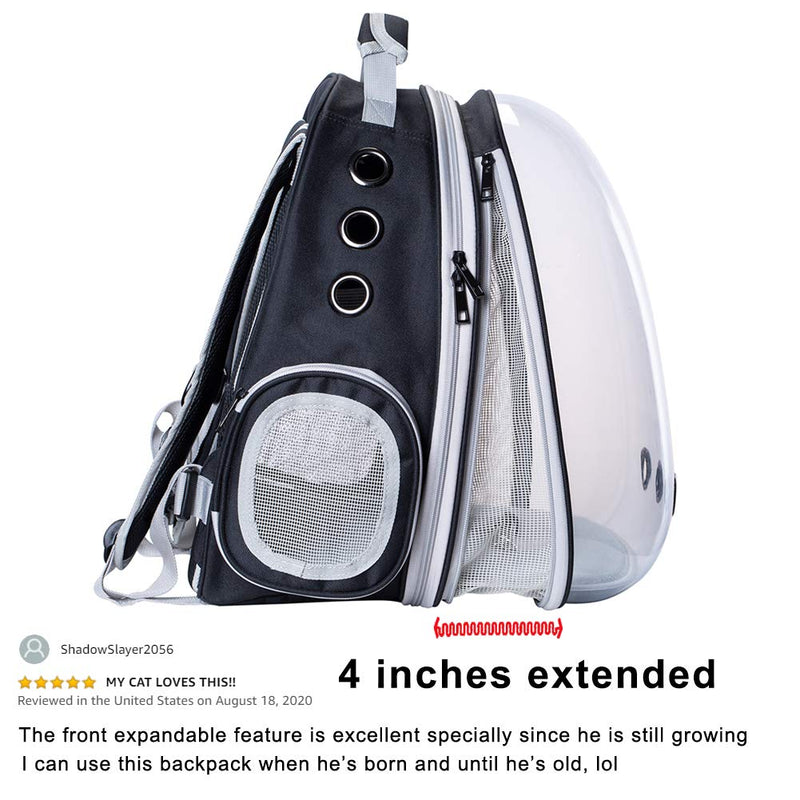 halinfer Front Expandable Large Cat Carrier Backpack, Space Capsule Pet Carrier Backpack for Fat Cats and Small Dog up to 20 lbs, Dog Carrier Backpack for Traveling and Hiking Black - PawsPlanet Australia