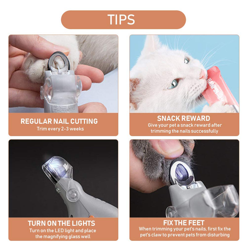Decdeal Pet Nail Clippers Cat Nail Cutters with LED Light and Cover 5X Magnification Pet Grooming Tool - PawsPlanet Australia