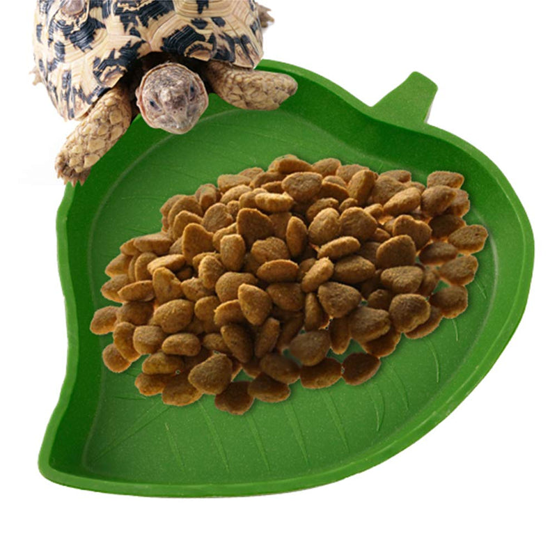 Phoetya Reptile 2 Pcs Leaf Reptile Food Water Bowl Plate Dish,Reptile Feeder for Tortoise Corn Snake Crawl Pet Drinking and Eating, 2 Sizes - PawsPlanet Australia